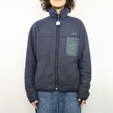 画像2: 80's Patagonia USA製 パイルフリースジャケット NAVY L (2)