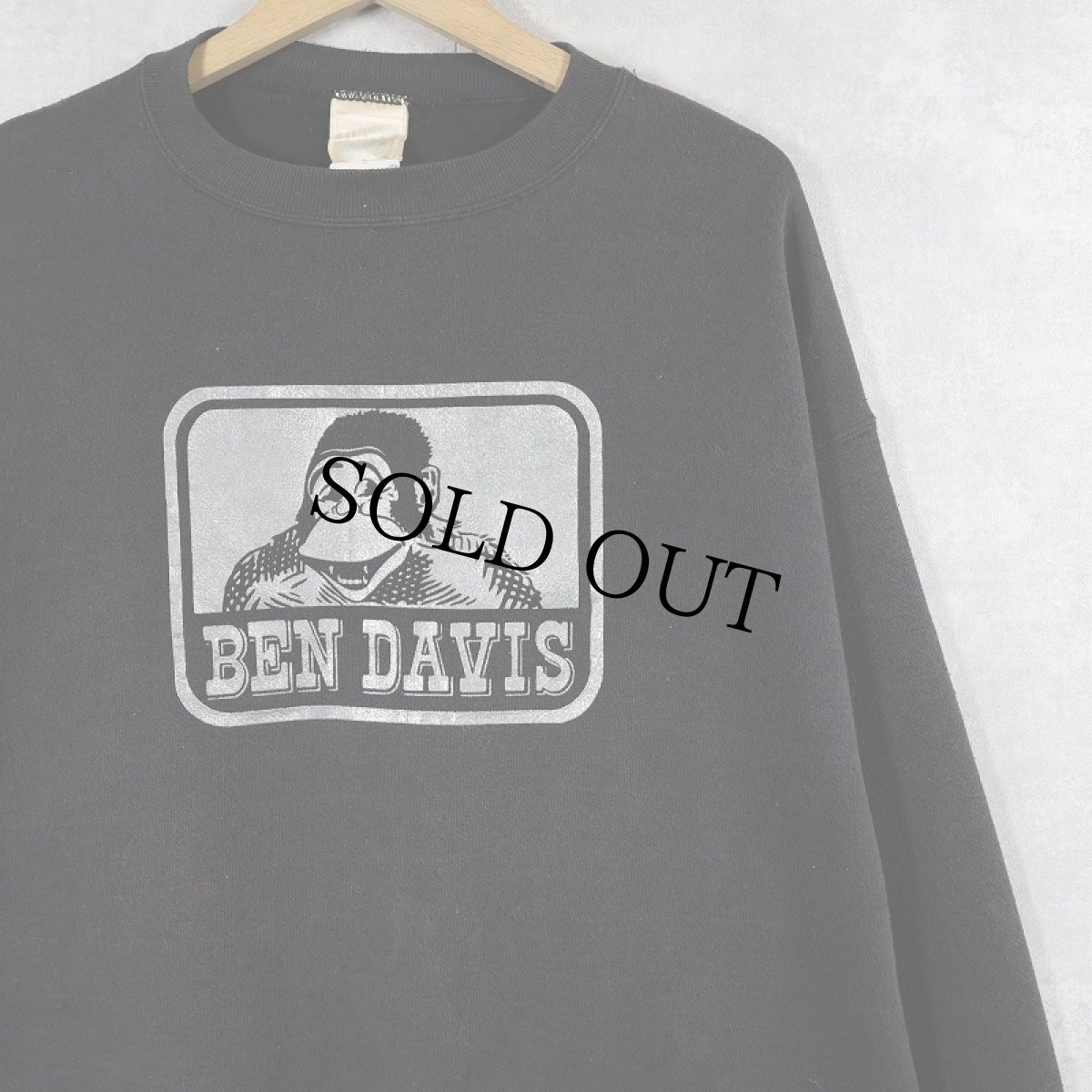 画像1: 90's BEN DAVIS USA製 キャラクープリントスウェット BLACK XL (1)