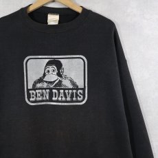 画像1: 90's BEN DAVIS USA製 キャラクープリントスウェット BLACK XL (1)