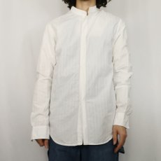 画像2: ARMANI COLLEZIONI ストライプ柄 バンドカラーコットンシャツ M (2)