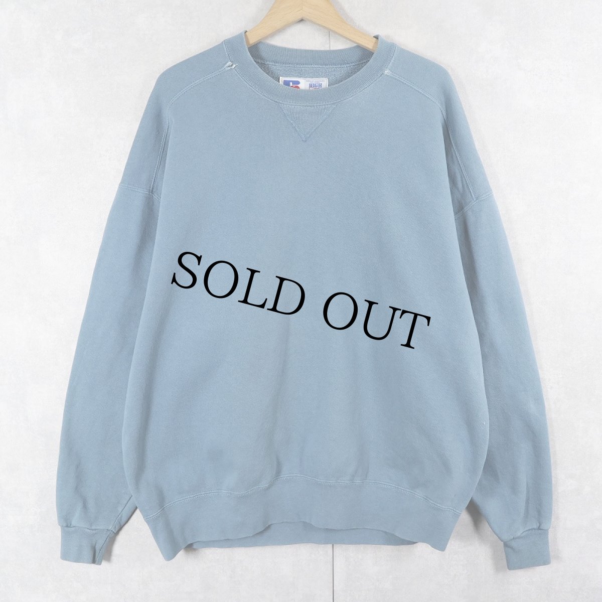 画像1: 90's RUSSELL ATHLETIC USA製 "HIGH COTTON" 前V 無地スウェット XL (1)