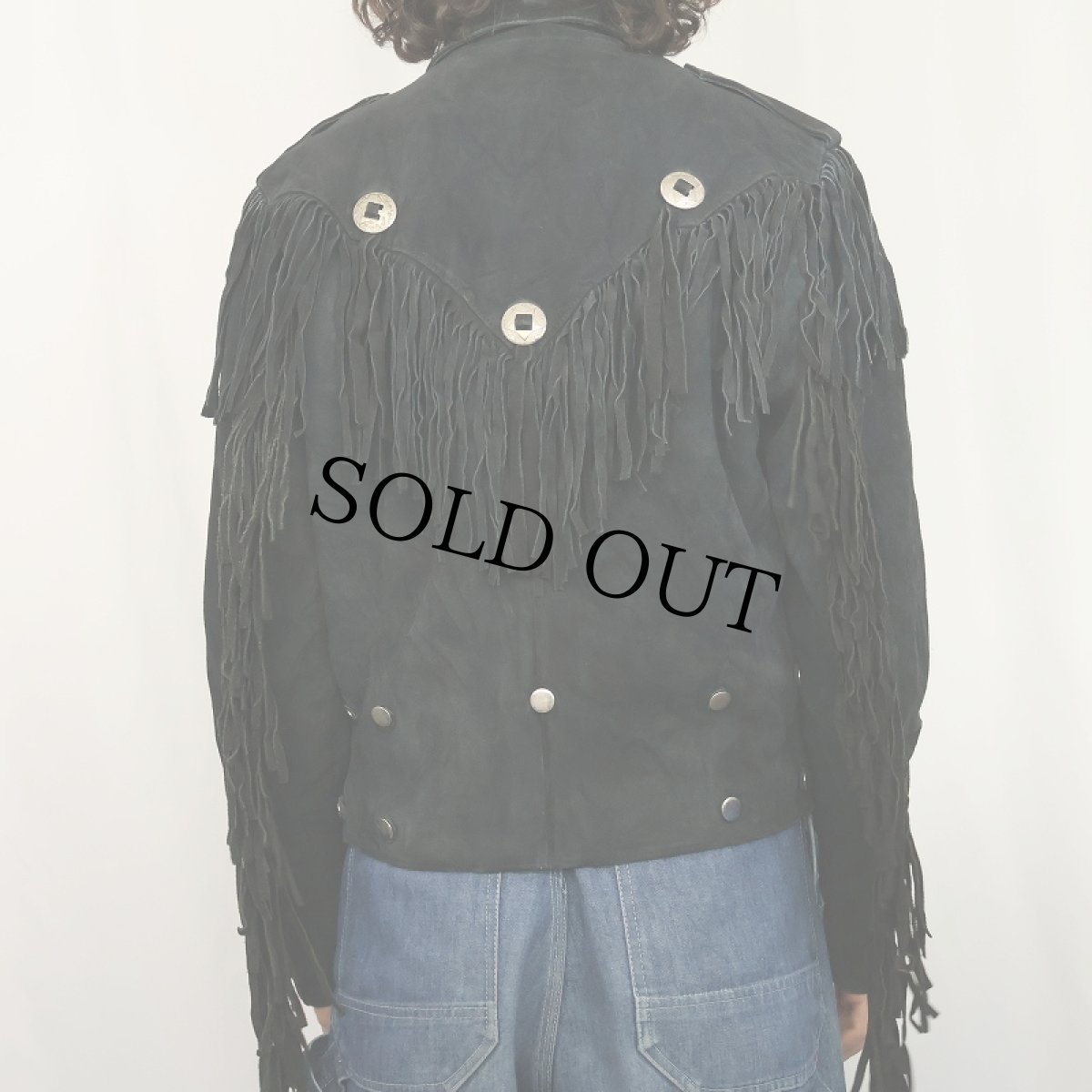 画像4: 90's〜 HORRA フリンジデザイン スエードライダースジャケット BLACK SIZE50 (4)