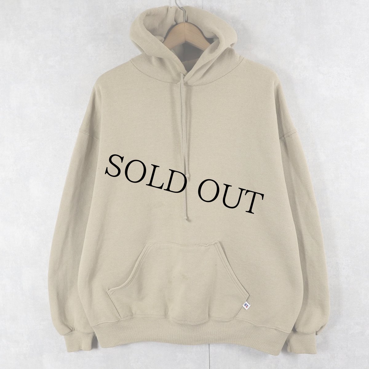 画像1: 90's RUSSELL ATHLETIC USA製 無地スウェットフーディー XL (1)