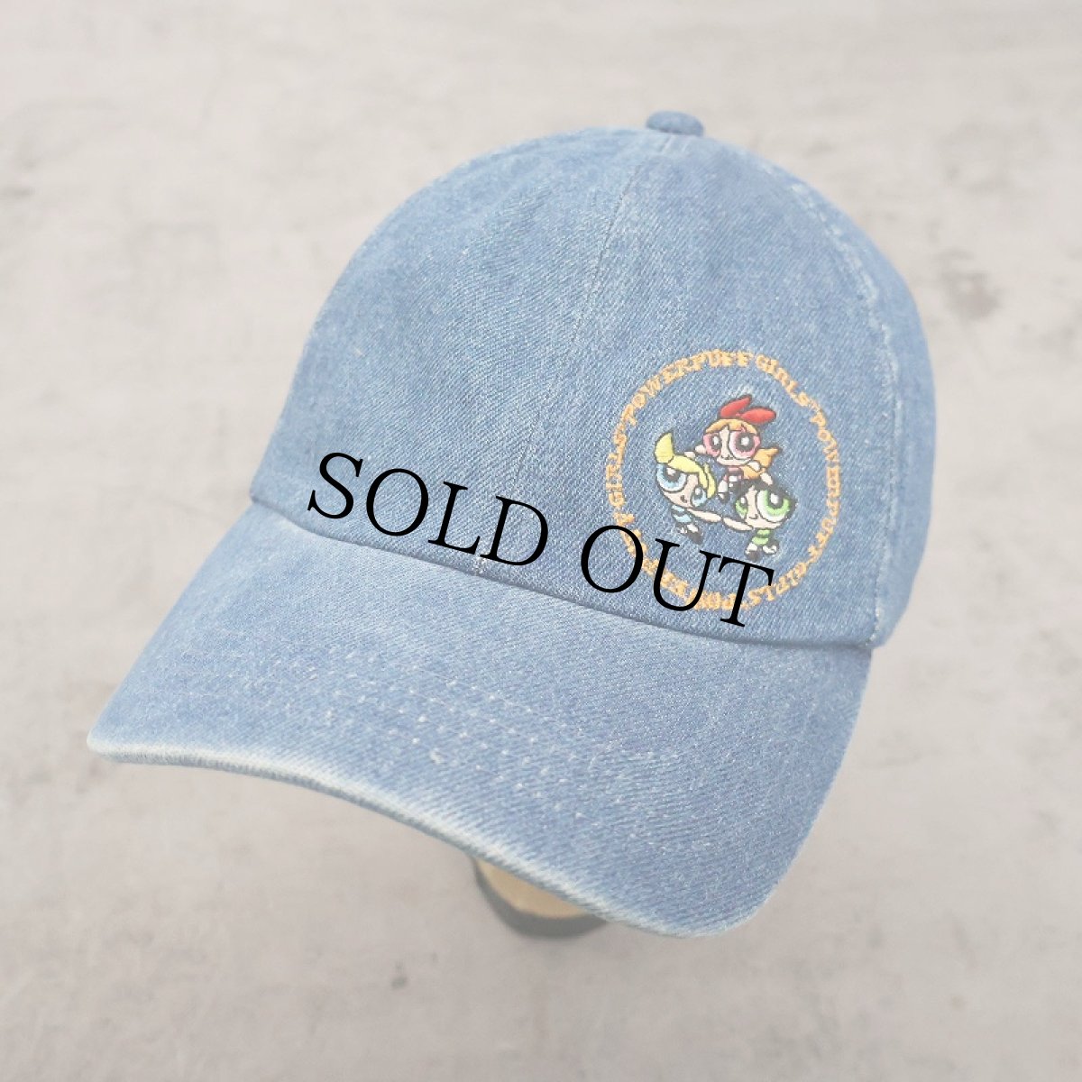 画像1: 2002 The Powerpuff Girls キャラクター刺繍 デニムキャップ (1)