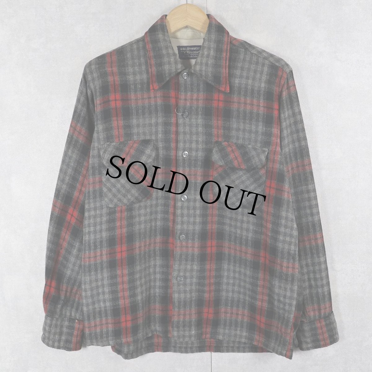 画像1: 70's WOOLOTHEWEST チェック柄 ウールシャツ M (1)