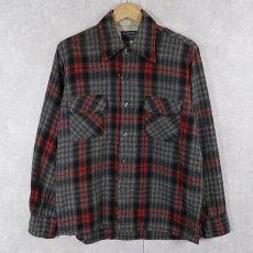 画像1: 70's WOOLOTHEWEST チェック柄 ウールシャツ M (1)