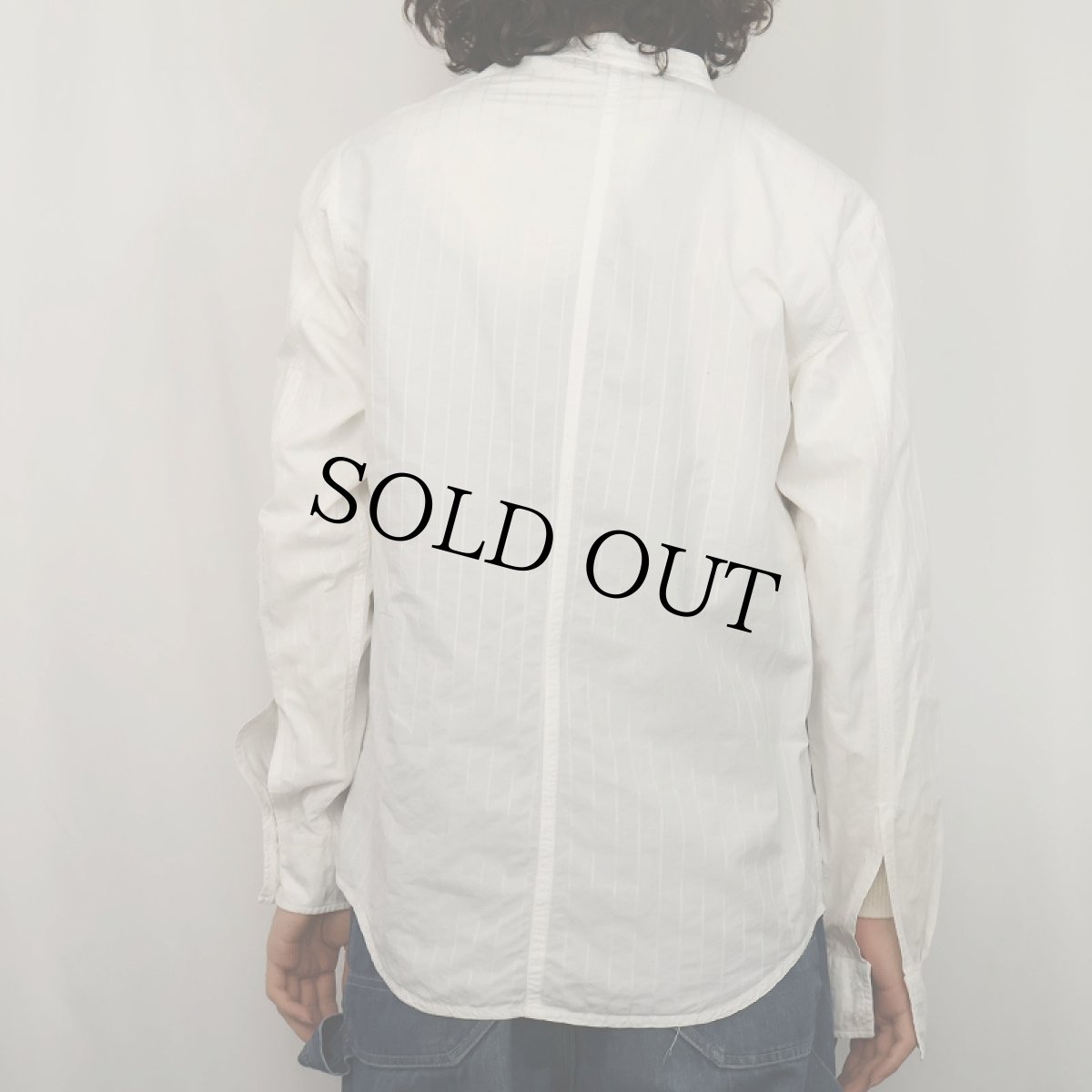 画像3: ARMANI COLLEZIONI ストライプ柄 バンドカラーコットンシャツ M (3)