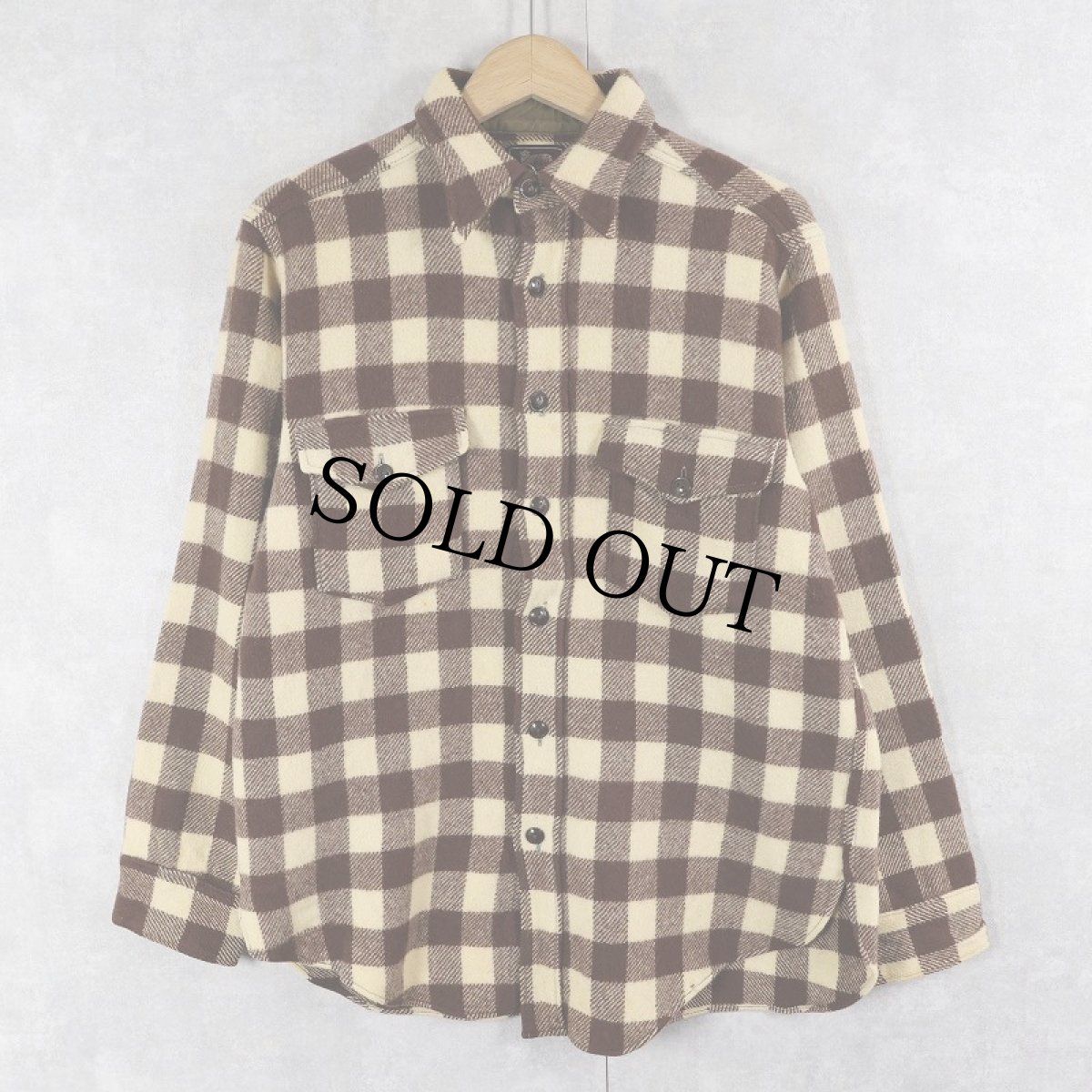画像1: 60's Woolrich ブロックチェック柄 ウールシャツ SIZE16 (1)