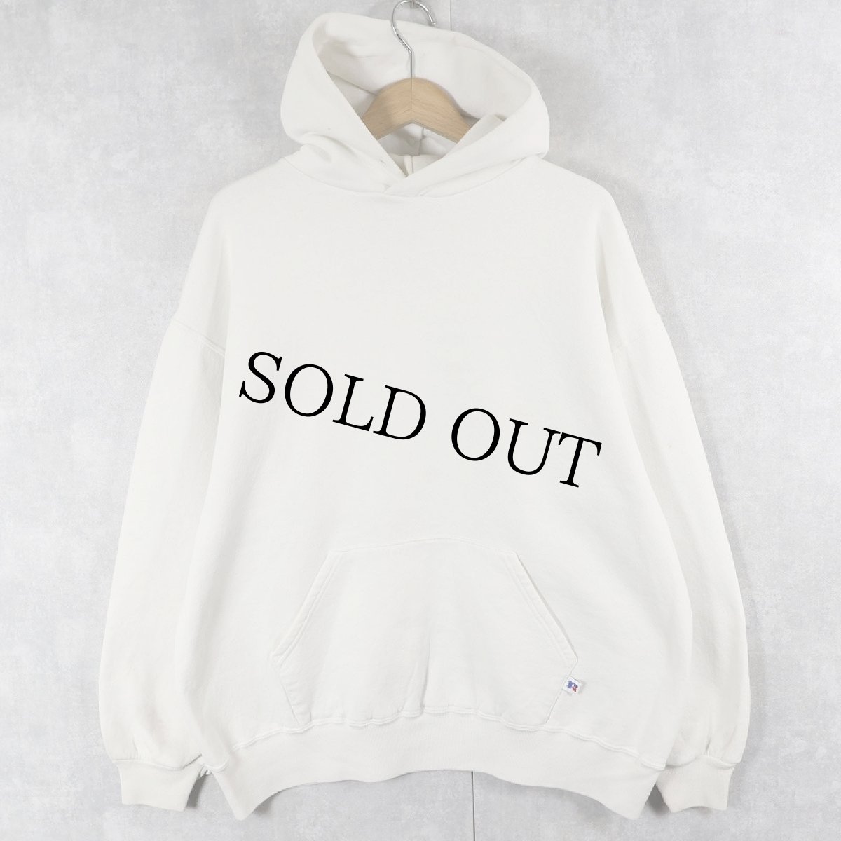 画像1: 90's RUSSELL ATHLETIC USA製 無地スウェットフーディー XL (1)