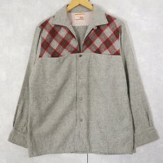 画像1: 50's Levi's チェック柄切り替え ウールオープンカラーシャツ (1)
