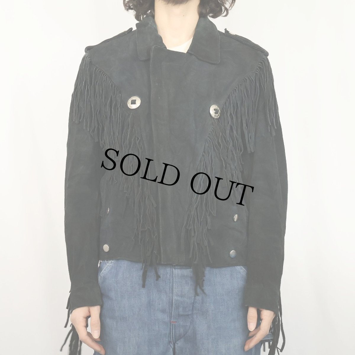 画像3: 90's〜 HORRA フリンジデザイン スエードライダースジャケット BLACK SIZE50 (3)