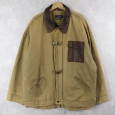 画像1: LBBS レザー×コーデュロイ切り替え コットンダックジャケット XL (1)