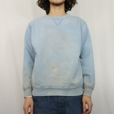 画像2: 80〜90's Champion USA製 青刺繍タグ 中期 前V無地スウェット L (2)