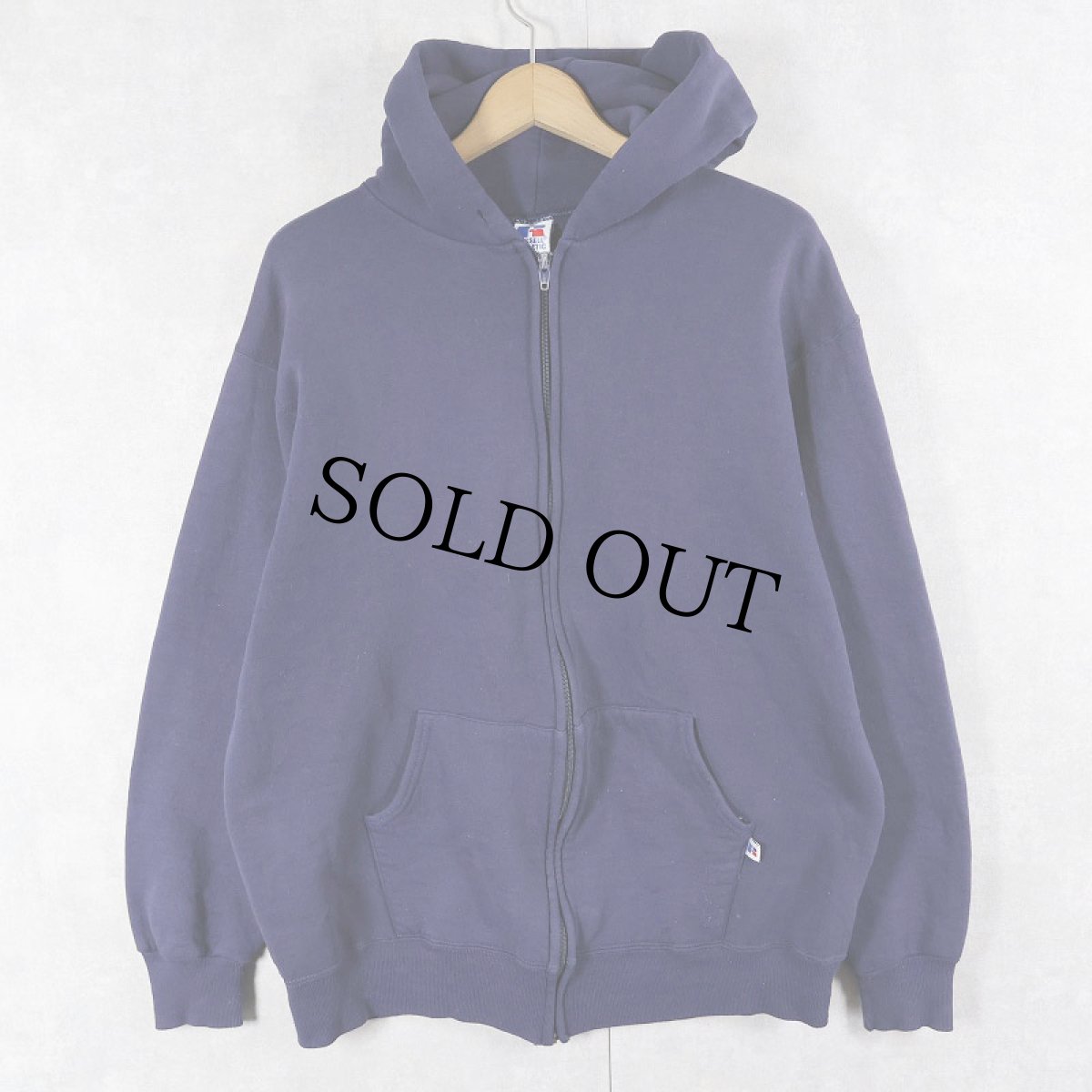 画像1: 90's RUSSELL ATHLETIC USA製 無地 スウェットジップパーカー NAVY XL (1)