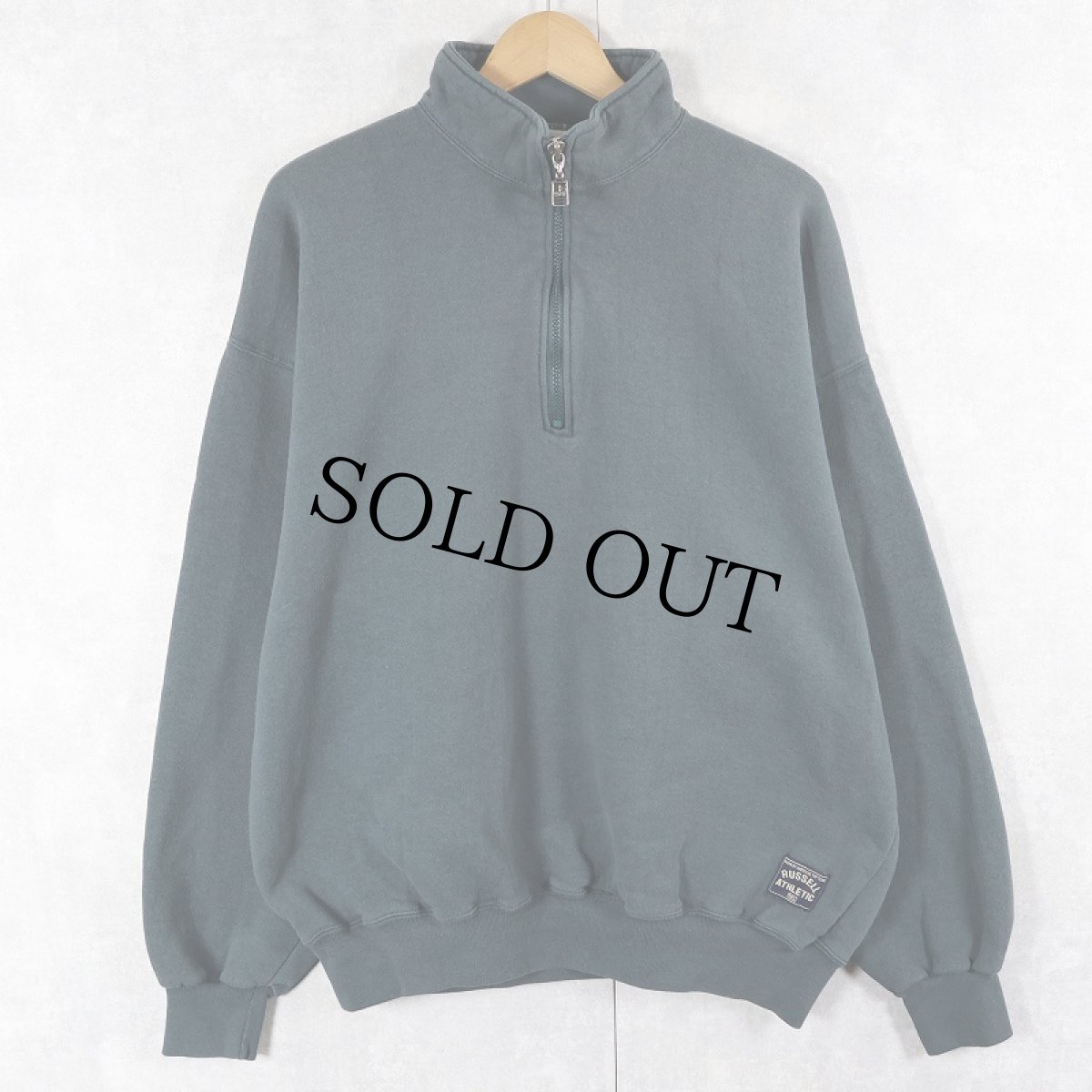 画像1: 90's RUSSELL ATHLETIC USA製 ハーフジップ 無地スウェット XL (1)