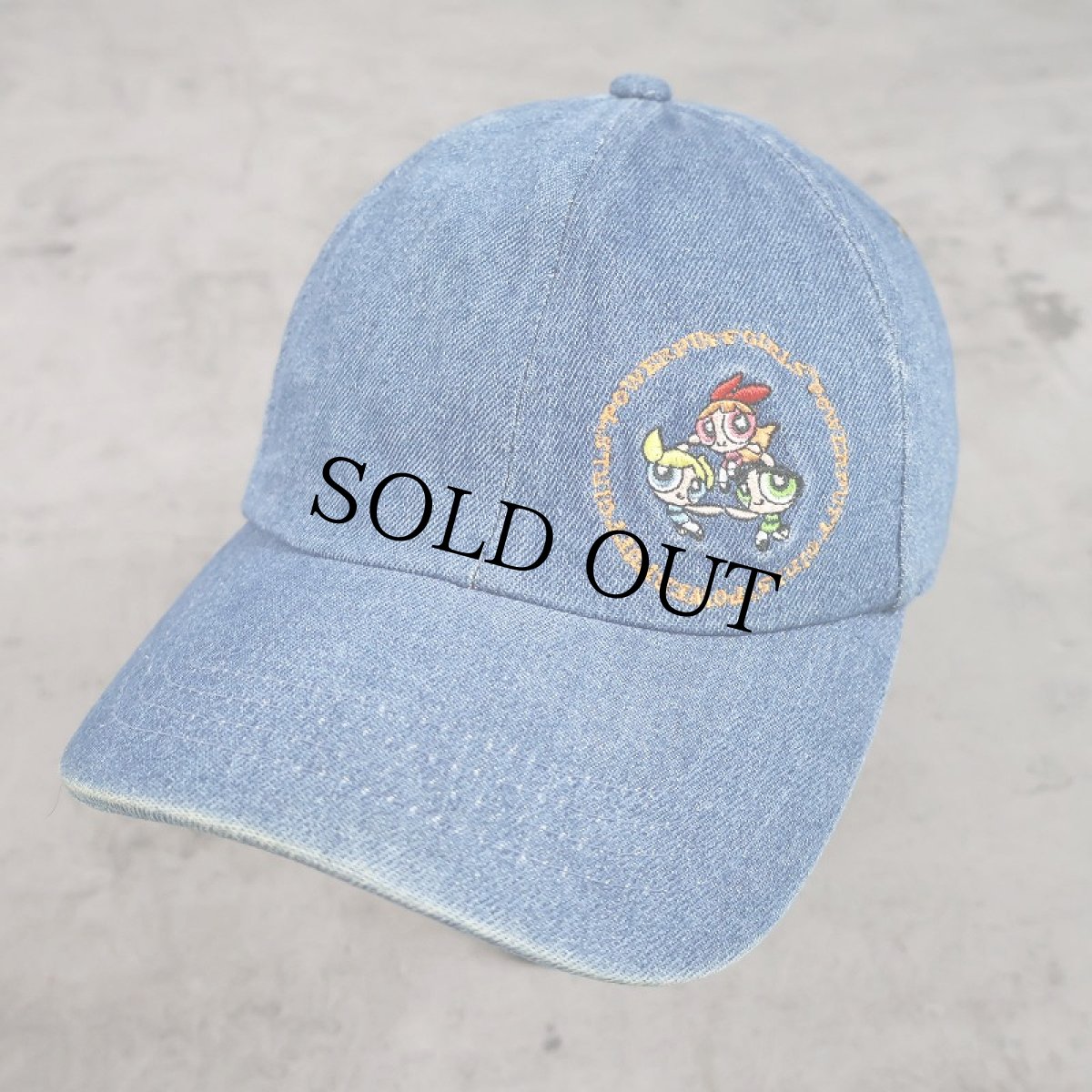 画像1: 2002 The Powerpuff Girls キャラクター刺繍 デニムキャップ (1)