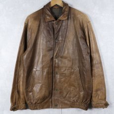 画像1: 70〜80's cacharel ITALY製 レザージャケット BROWN (1)