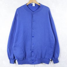 画像1: 90's RUSSELL ATHLETIC USA製 フルスナップ スウェットカーディガン XL (1)