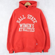 画像1: 90's RUSSELL ATHLETIC USA製 "BALL STATE WOMEN'S ATHLETICS" プリントスウェットフーディー XL (1)