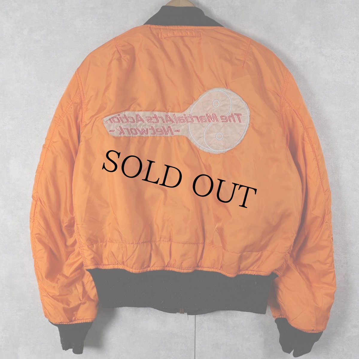 画像3: 民間品 ALPHA INDUSTRIES MA-1 TYPE  "The Martial Arts Action Network" 陰陽刺繍 フライトジャケット MEDIUM (3)