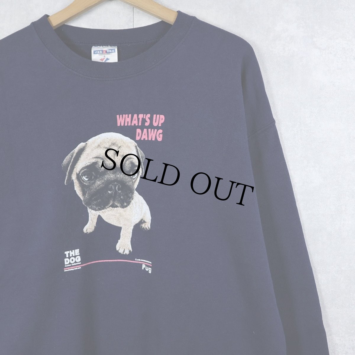 画像1: THE DOG "Pug" 犬プリントスウェット NAVY L (1)