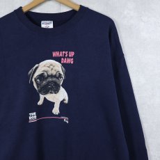 画像1: THE DOG "Pug" 犬プリントスウェット NAVY L (1)
