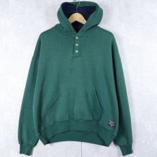 画像1: 90's RUSSELL ATHLETIC USA製 無地 ヘンリーネックスウェットフーディー L (1)