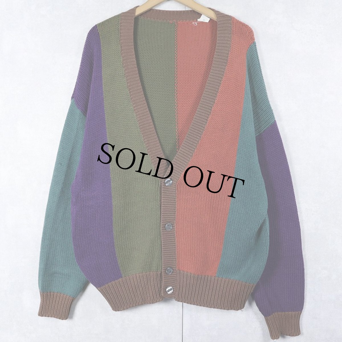 画像1: マルチカラー コットンニットカーディガン (1)