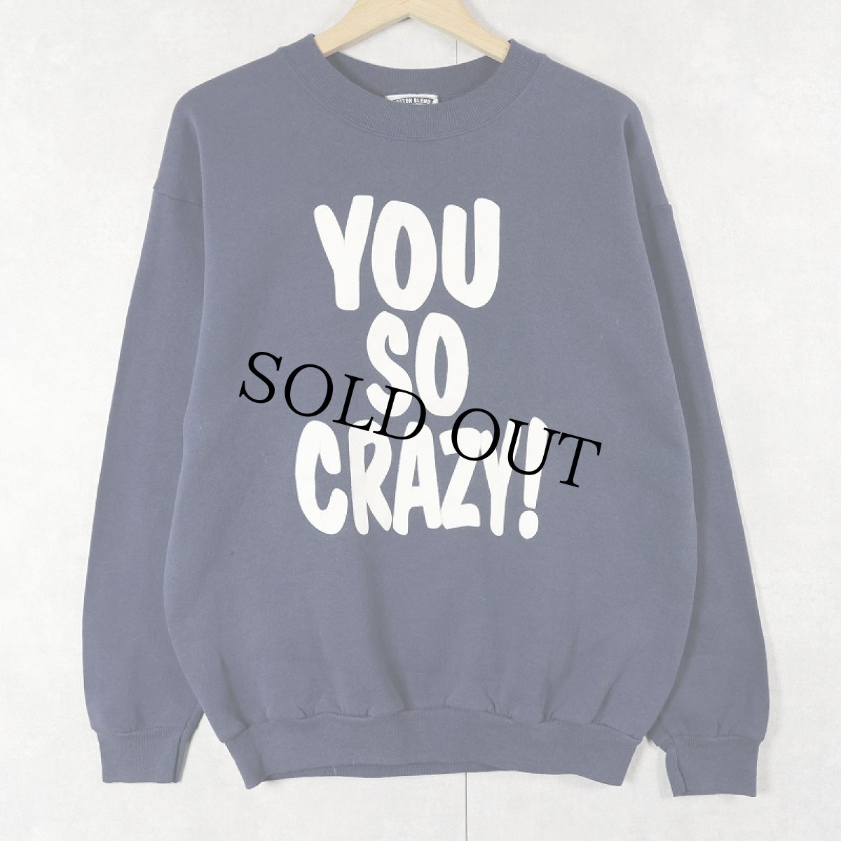 画像1: 90's Lee USA製 "YOU SO CRAZY!" プリントスウェット NAVY L (1)