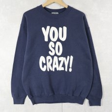 画像1: 90's Lee USA製 "YOU SO CRAZY!" プリントスウェット NAVY L (1)