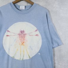 画像1: 90's USA製 ウィトルウィウス的人体図 パロディプリントTシャツ XL (1)