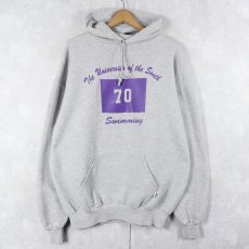 画像1: 90's RUSSELL ATHLETIC USA製 プリント スウェットフーディー XL (1)