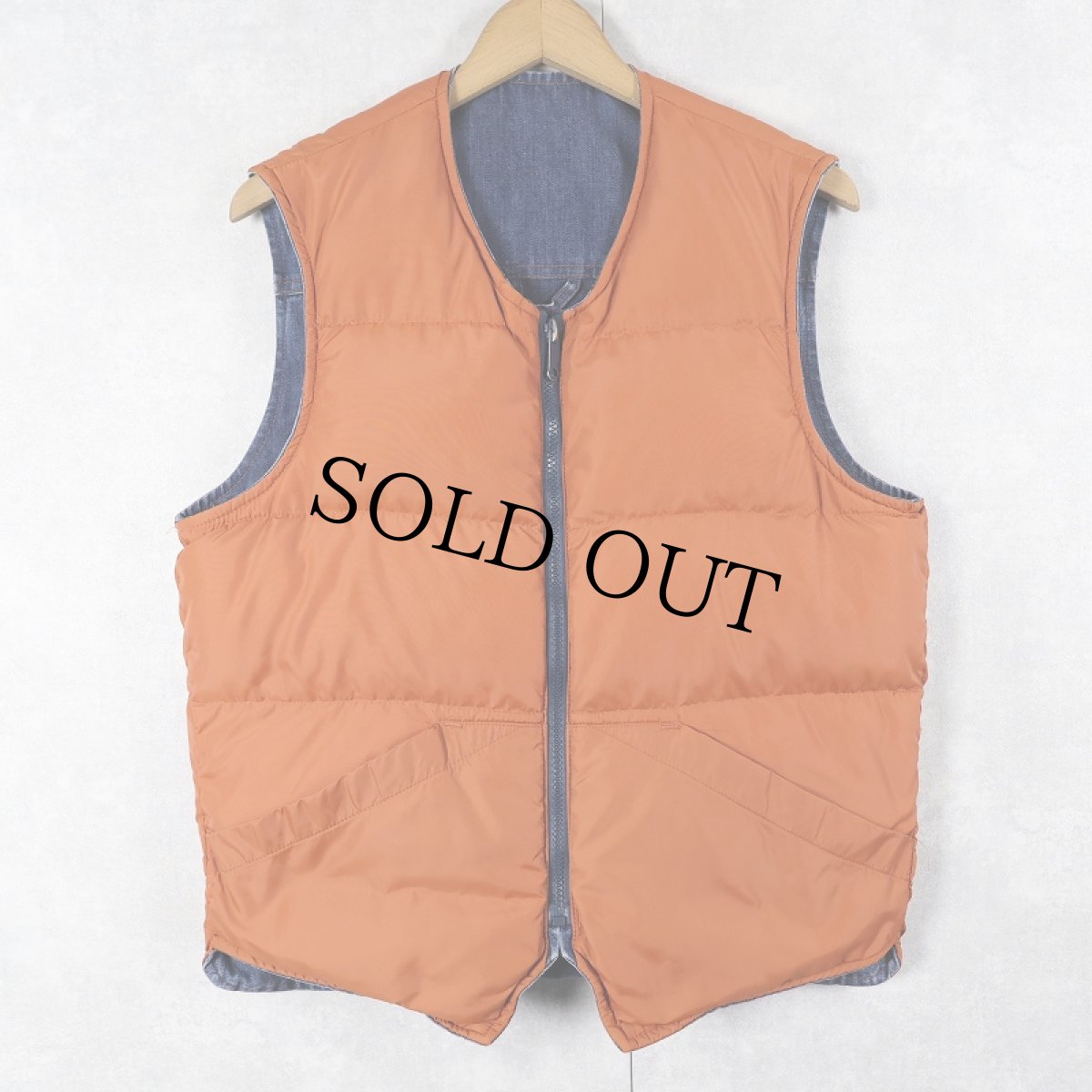 画像2: 70〜80's Eddie Bauer ナイロン×デニム リバーシブル グースダウンベスト S (2)