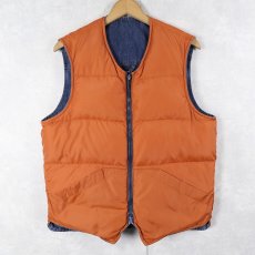 画像2: 70〜80's Eddie Bauer ナイロン×デニム リバーシブル グースダウンベスト S (2)