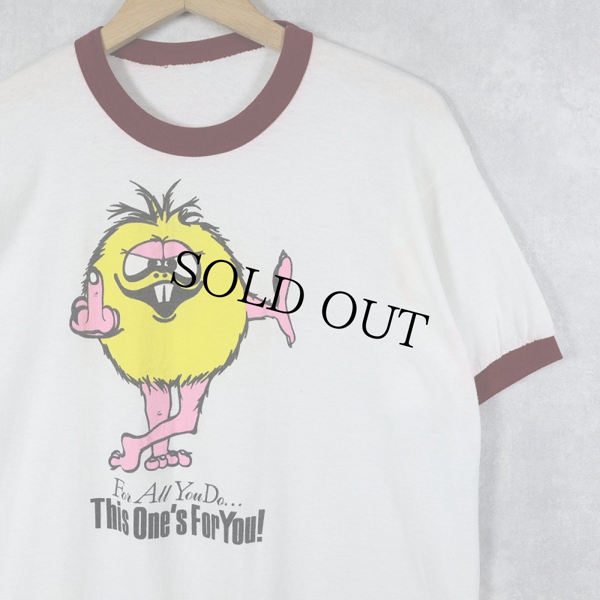 画像1: 90〜2000's Camacho "For All You Do... This One's For You!" キャラクタープリント リンガーTシャツ (1)