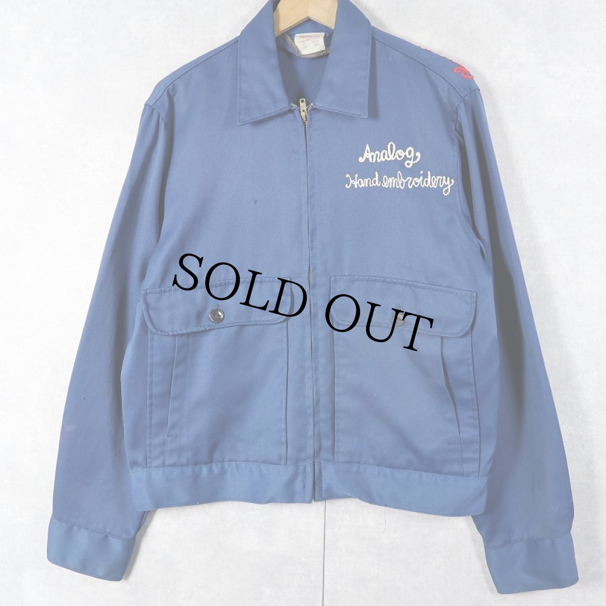 画像1: 60's TOPPMASTER "ANALOG hand embroidery" 猫目ボタン チェーン刺繍 ワークジャケット SIZE38R (1)