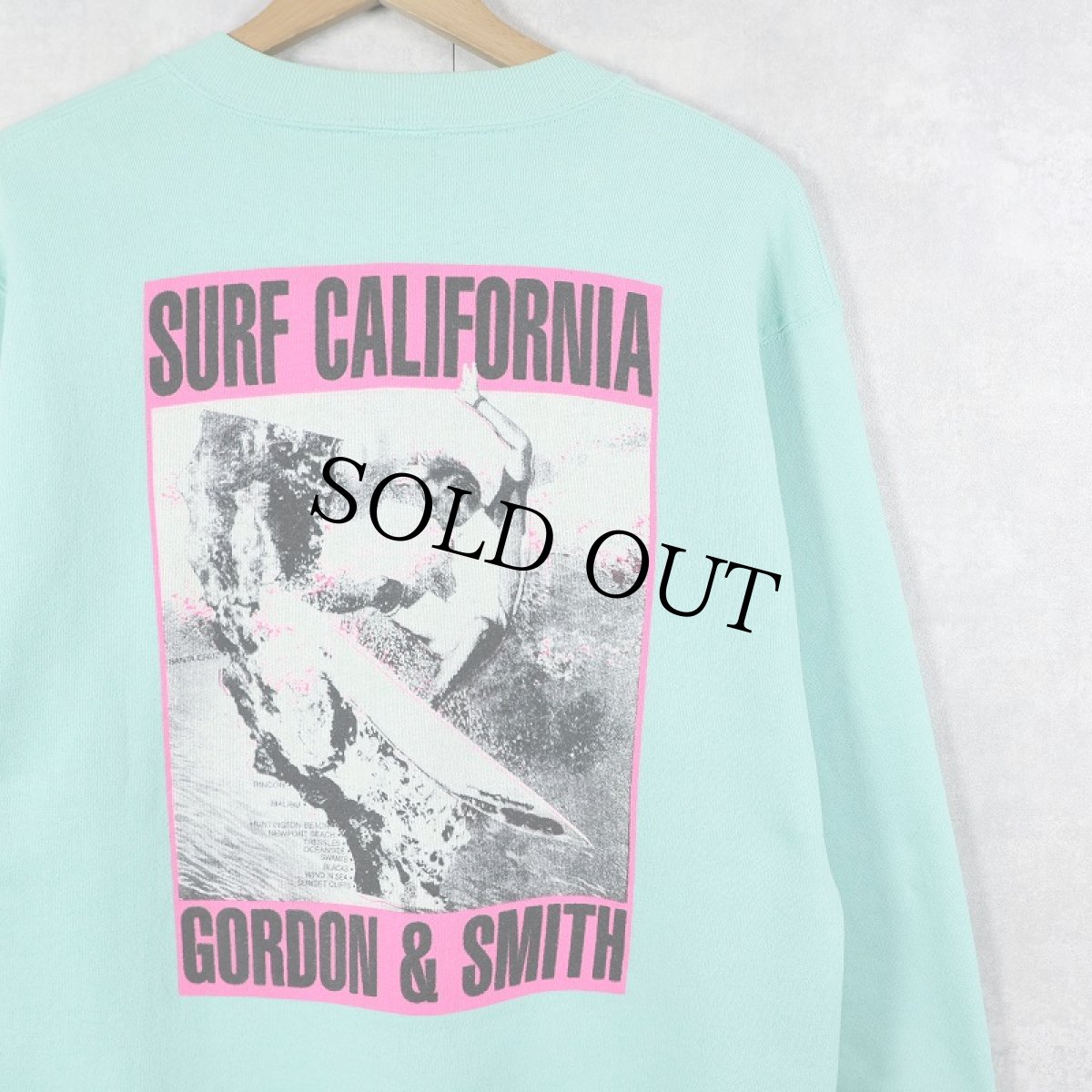 画像1: 90's RUSSELL ATHLETIC USA製 "SURF CALIFORNIA" 前V プリントスウェット M (1)