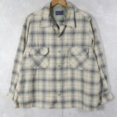 画像1: 50's PENDLETON オンブレーチェック柄 オープンカラーウールシャツ XL (1)
