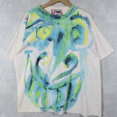 画像1: 90's University Wear USA製 ハンドペイントTシャツ L (1)