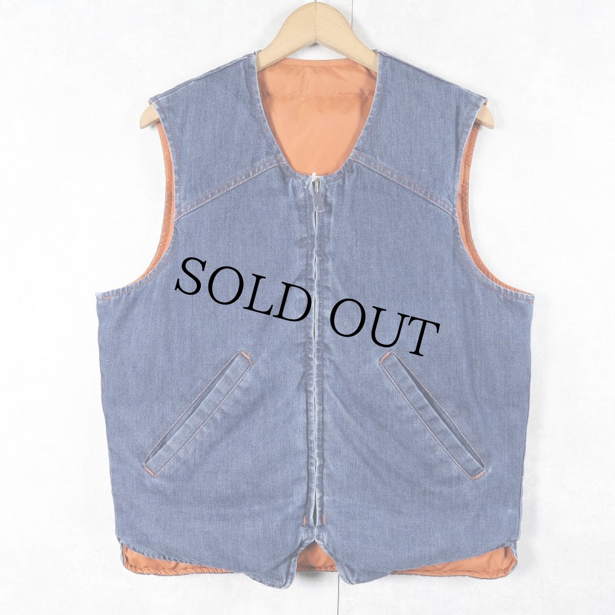 画像1: 70〜80's Eddie Bauer ナイロン×デニム リバーシブル グースダウンベスト S (1)