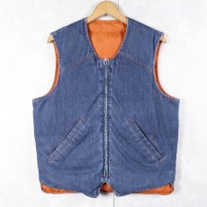 画像1: 70〜80's Eddie Bauer ナイロン×デニム リバーシブル グースダウンベスト S (1)
