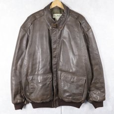 画像1: 80〜90's L.L.Bean USA製 "A-2 TYPE" レザーフライトジャケット BROWN XL (1)