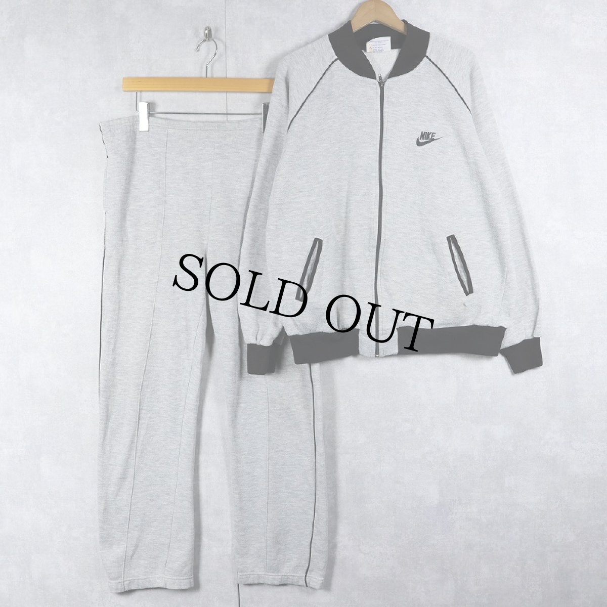 画像1: 70〜80's NIKE ロゴ刺繍 スウェットジップジャケット/パンツ SETUP XL (1)