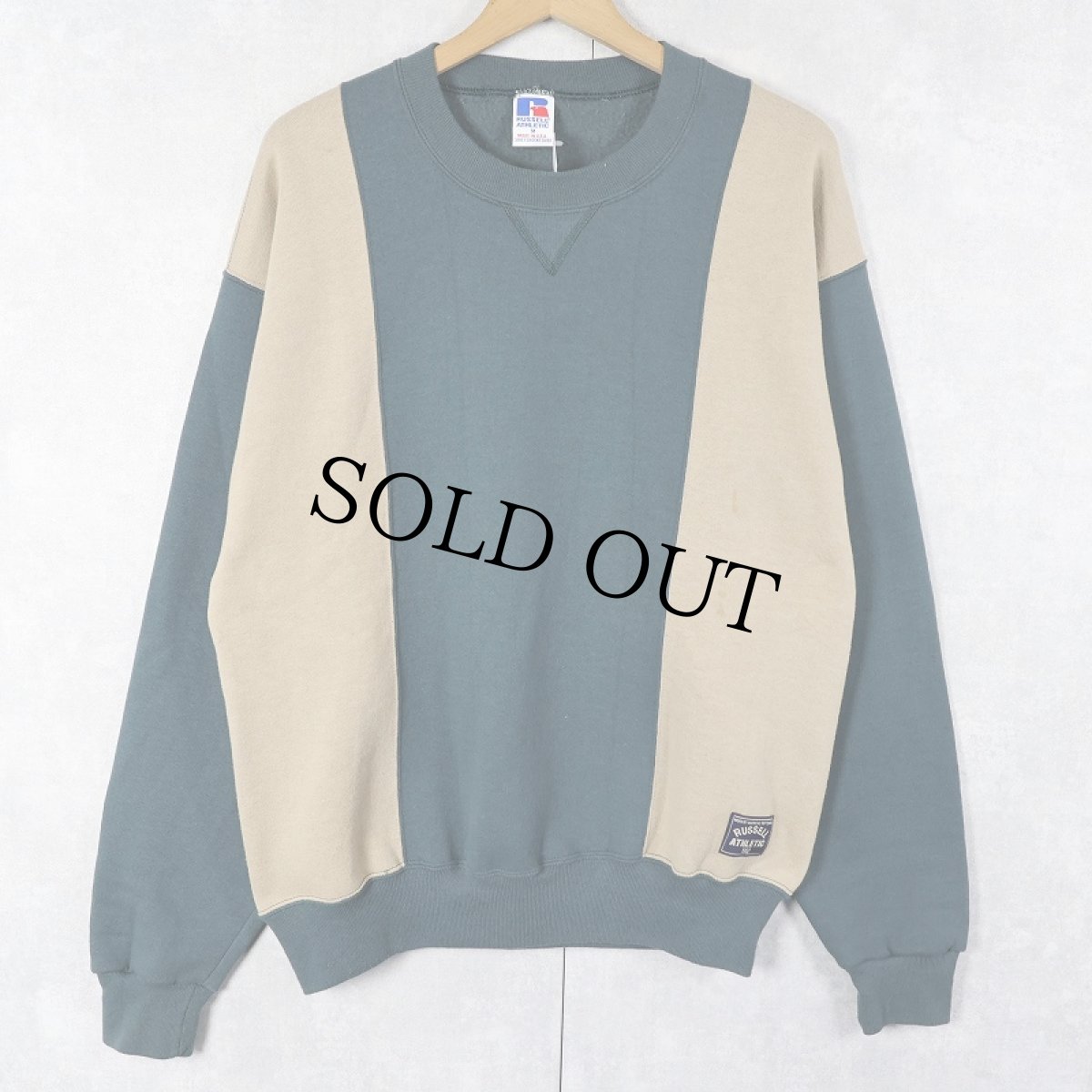 画像1: 90's RUSSELL ATHLETIC USA製 切り替えデザイン 前V スウェット M (1)