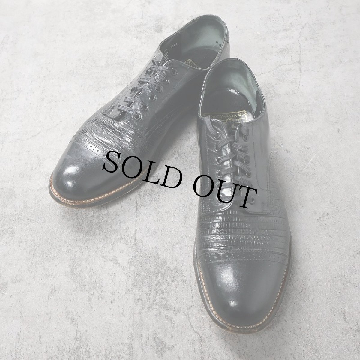 画像1: 80〜90's STACY-ADAMS ITALY製 型押しクロコ ストレートチップ レザーシューズ 27cm (1)