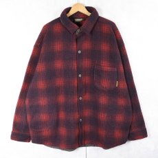 画像1: 〜2000's Timberland WEATHER GEAR オンブレーチェック柄 フリースシャツ L (1)