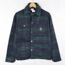 画像1: 90's POINTER USA製 ブラックウォッチ柄 ウールシャツジャケット XS (1)