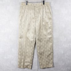画像1: 90's ALBERTO CELINI 総柄 2タック シャイニースラックス W35 (1)