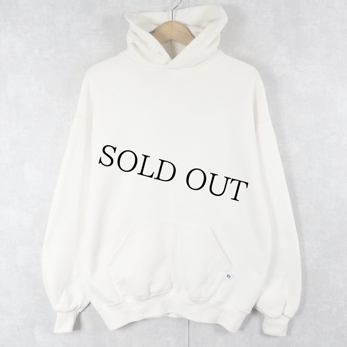 画像1: 90's〜 RUSSELL ATHLETIC USA製 無地 スウェットフーディ L (1)