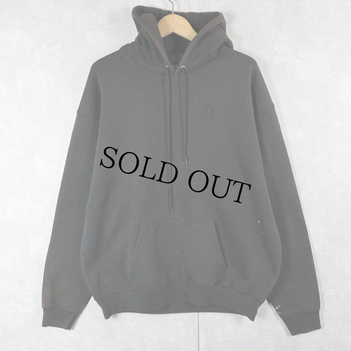 画像1: 80〜90's BVD USA製 無地スウェットフーディー BLACK XL (1)